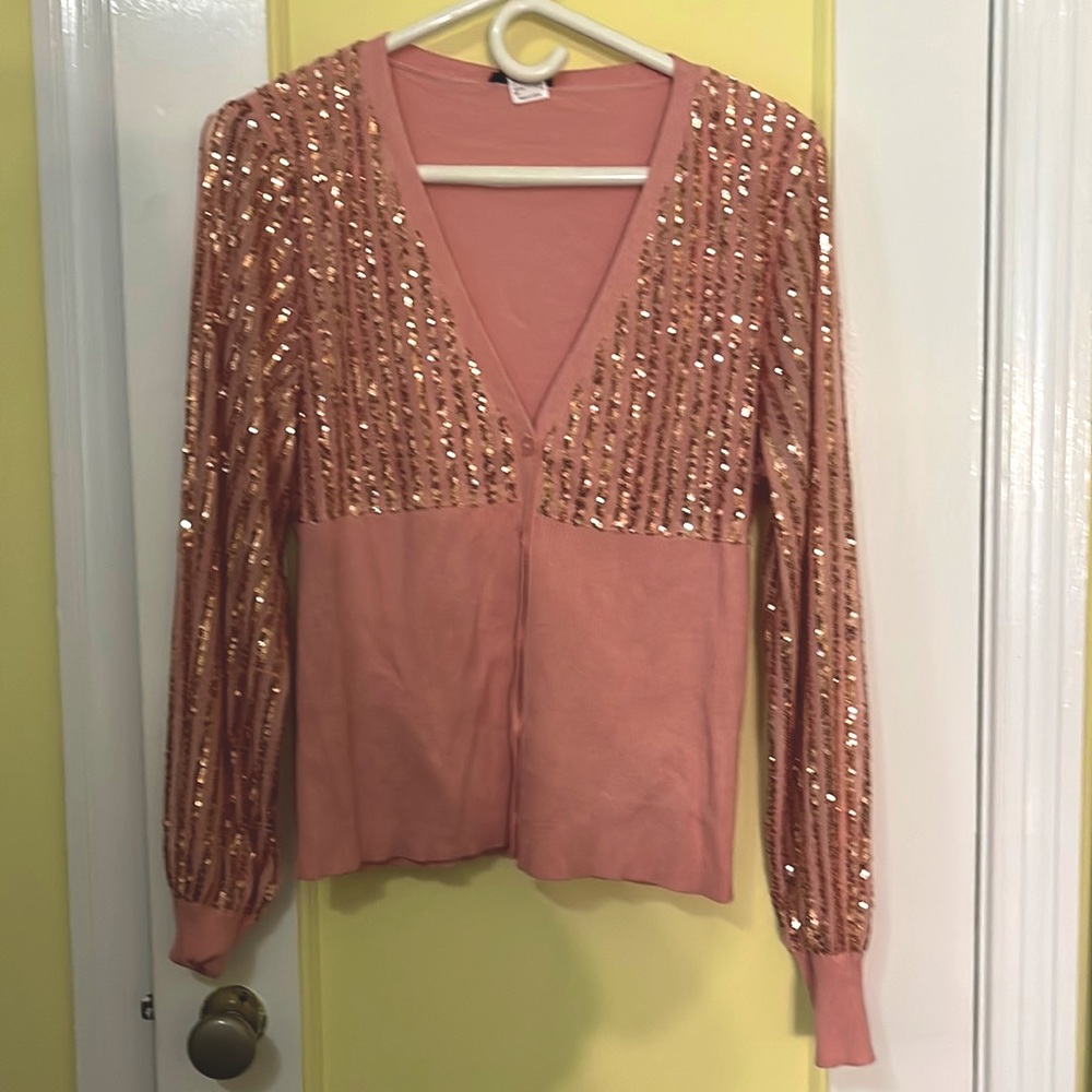 Brand new abs never warn. Coral color sequin top . Size LG